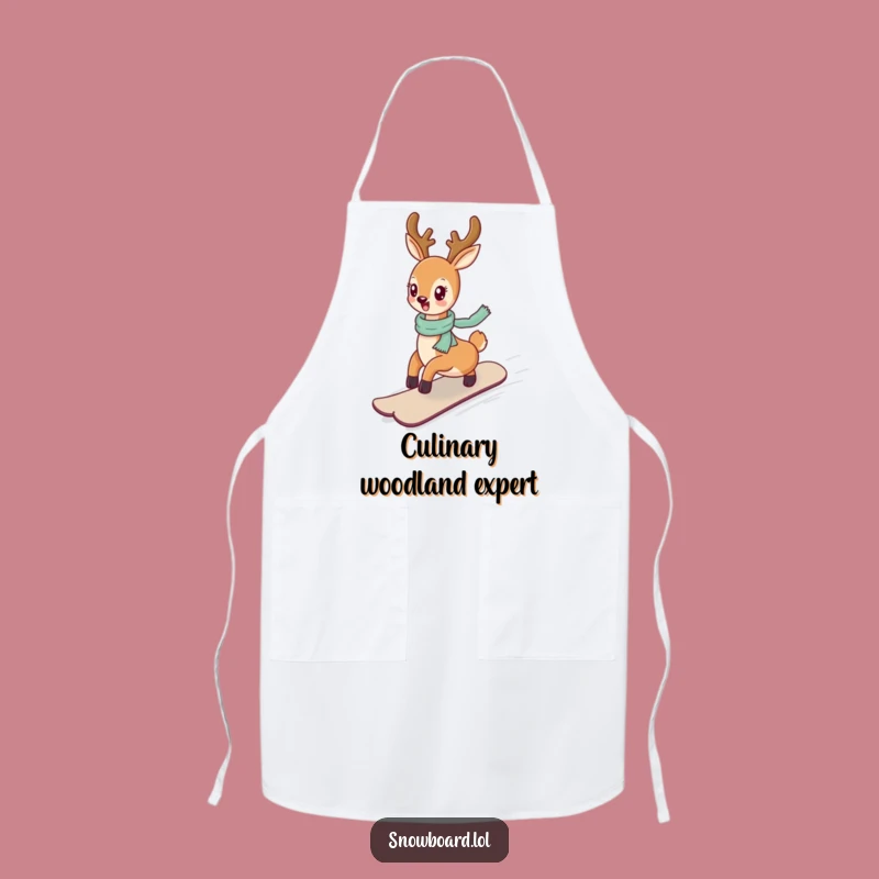 Funny Deer Snowboarding Apron - Cheerful Kitchen Fun for Home Chefs