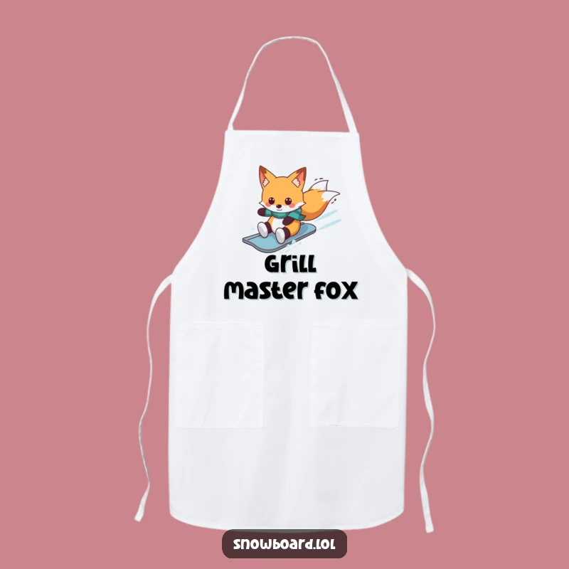 Funny Fox Snowboard Apron: Chef Fox Cooking Up Winter Fun, Hilarious Kitchen Gift