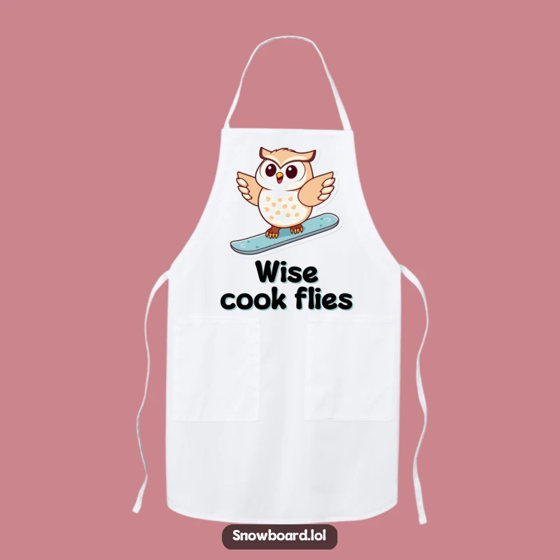 Funny Snowboarding Owl Apron: Delighted Chef Gliding, Kitchen Humor Gift