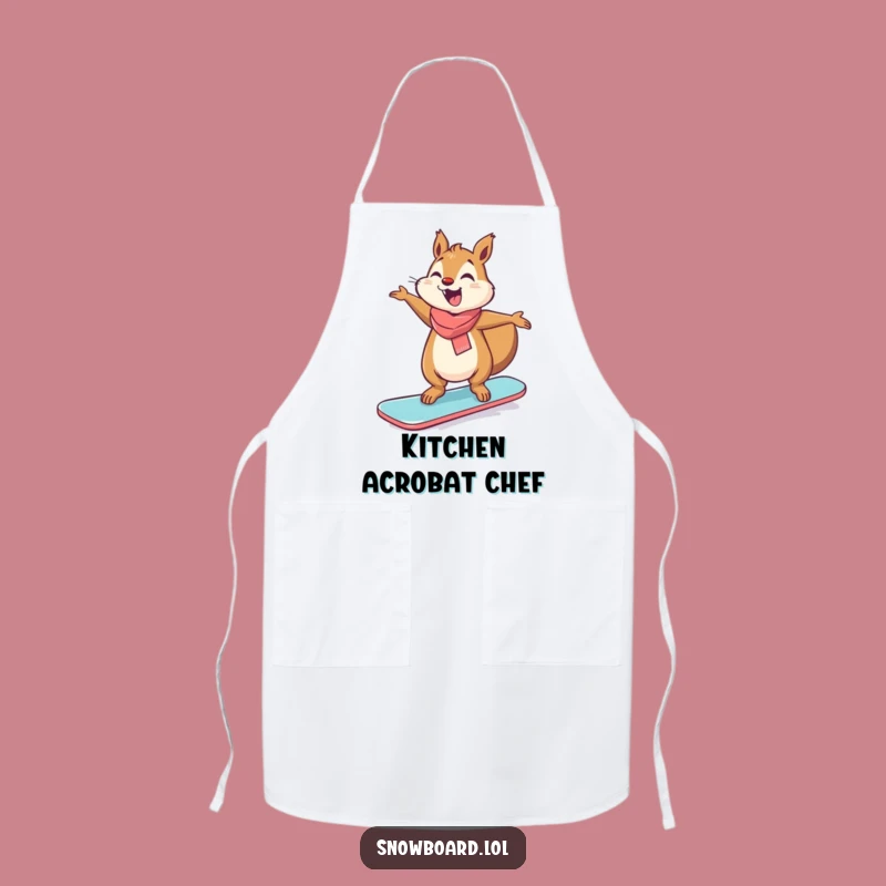 Funny Giggling Squirrel Snowboard Apron - Hilarious Kitchen Fun