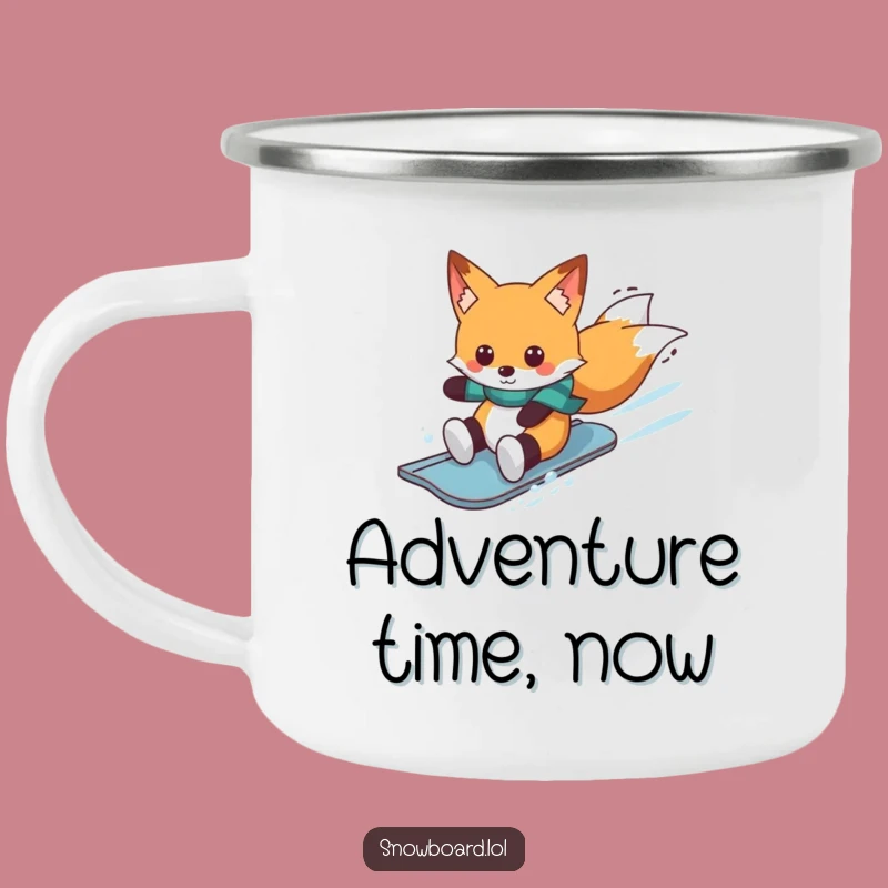 Funny Fox Snowboard Camping Mug: Adventure Ready, Cheerful Rider Drinkware, Funny Gift