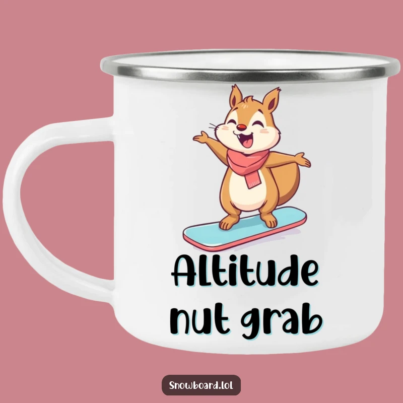 Funny Giggling Squirrel Snowboard Camping Mug - Hilarious Outdoor Companion