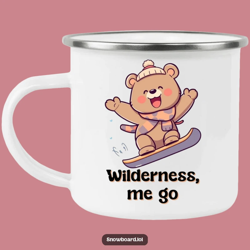 Funny Bear Snowboard Camping Mug: Adventure Ready, Joyful Air Drinkware, Funny Gift