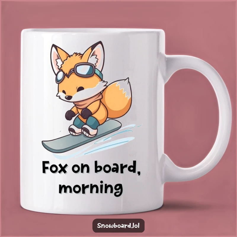 Funny Fox Cub Snowboarding Jump Mug - Perfect Gift for Winter Sports Lovers
