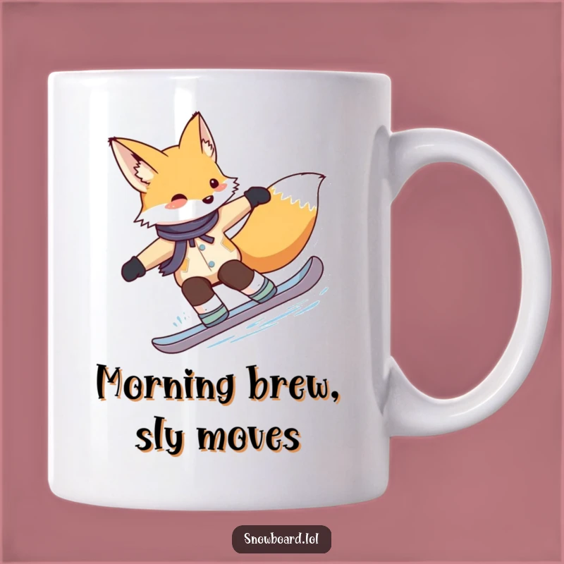 Funny Fox Snowboarding Mug: Graceful Style Winter Fun Gift