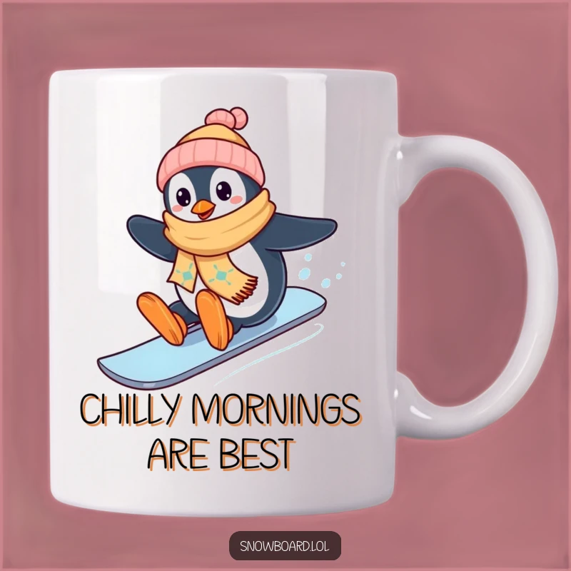 Funny Penguin Snowboard Mug: Happy Whistler, Winter Fun, Perfect Funny Gift