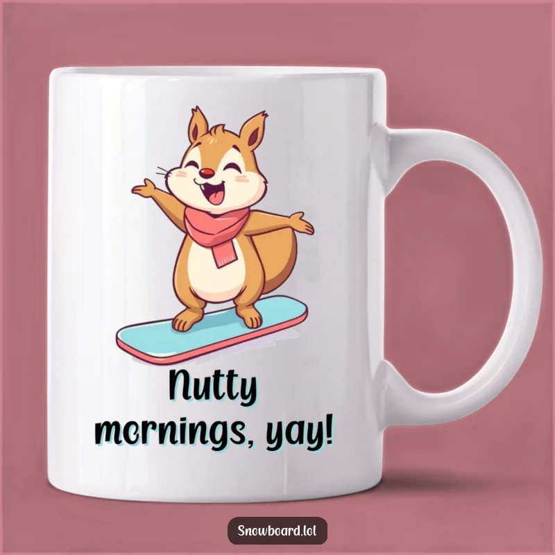 Funny Giggling Squirrel Snowboard Mug - Hilarious Winter Fun Gift
