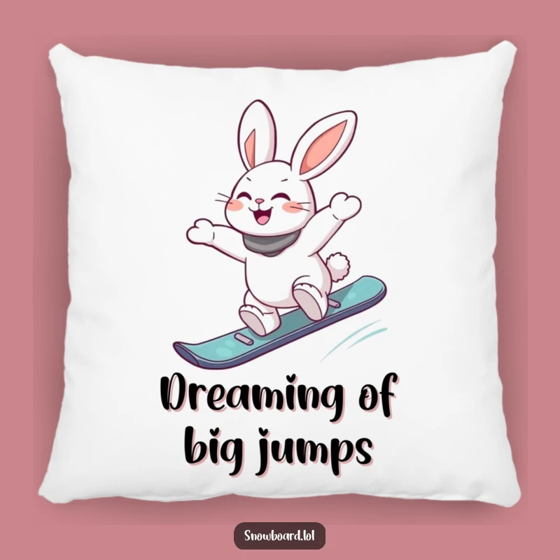 Funny Snowboard Rabbit Pillow - Energetic Jump Comfort, Cozy Laughs!