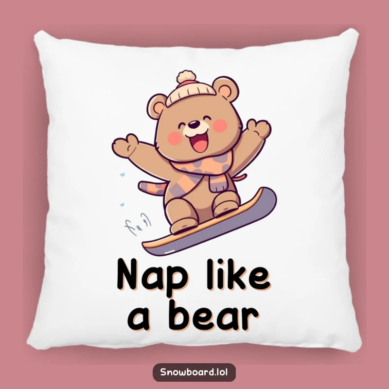 Funny Bear Snowboard Pillow: Cozy Joyful Air, Delightful Extreme Accent Pillow