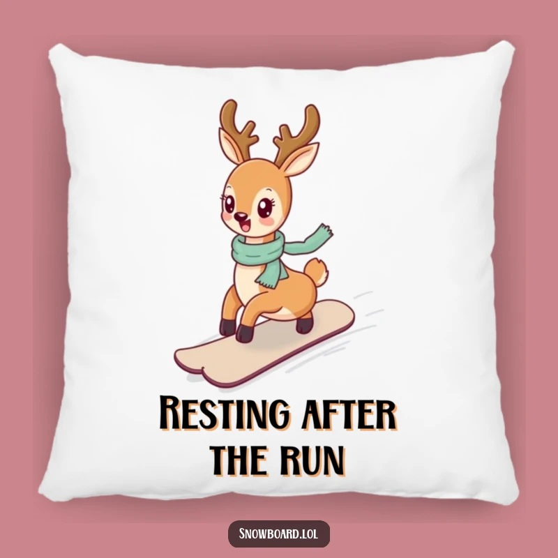 Funny Deer Snowboarding Pillow - Cozy Comfort with Cheerful Charm