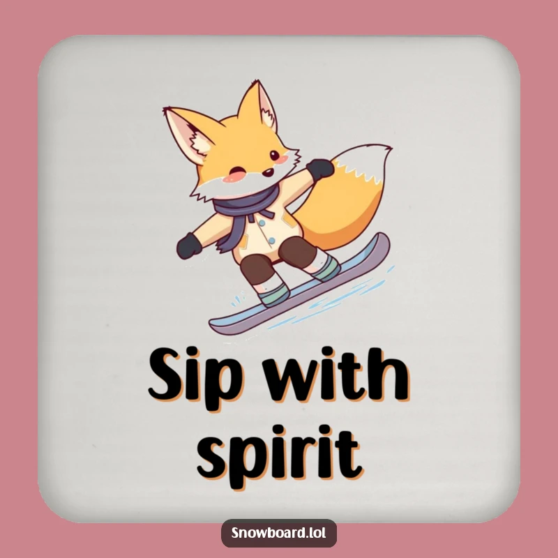 Funny Fox Snowboarding Coaster: Protect Surfaces Sly Style Gift