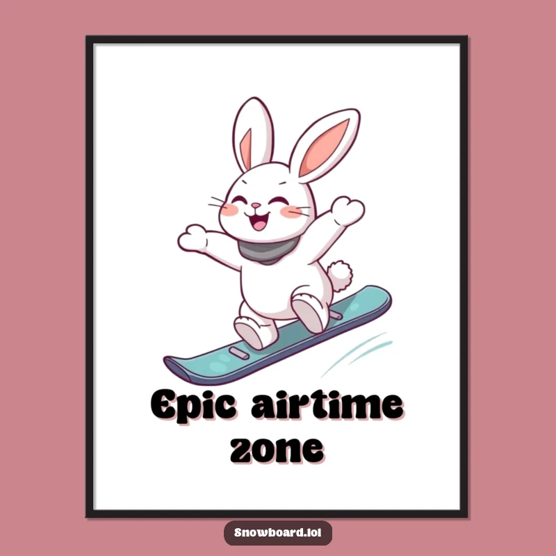 Funny Snowboard Rabbit Poster - Energetic Jump Art, Vibrant Wall Decor!