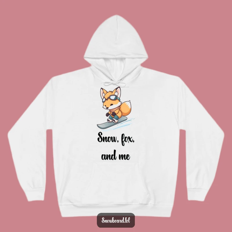 Funny Fox Cub Snowboarding Jump Hoodie - Cozy Winter Gift for Him or Her