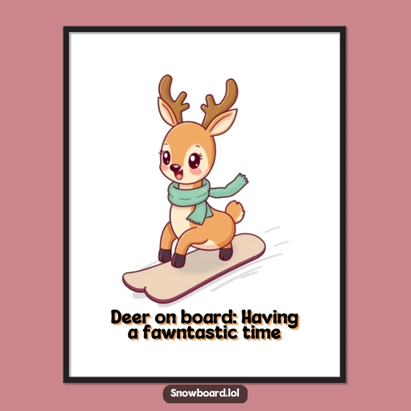 Free Printable Deer Snowboarder Wall Art: Cheerful Ride Downloadable Art