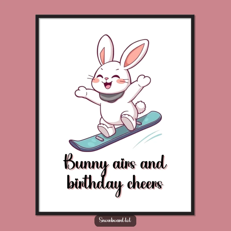 Free Printable Snowboard Rabbit Art: Extreme Humor Wall Decor, Downloadable Gift