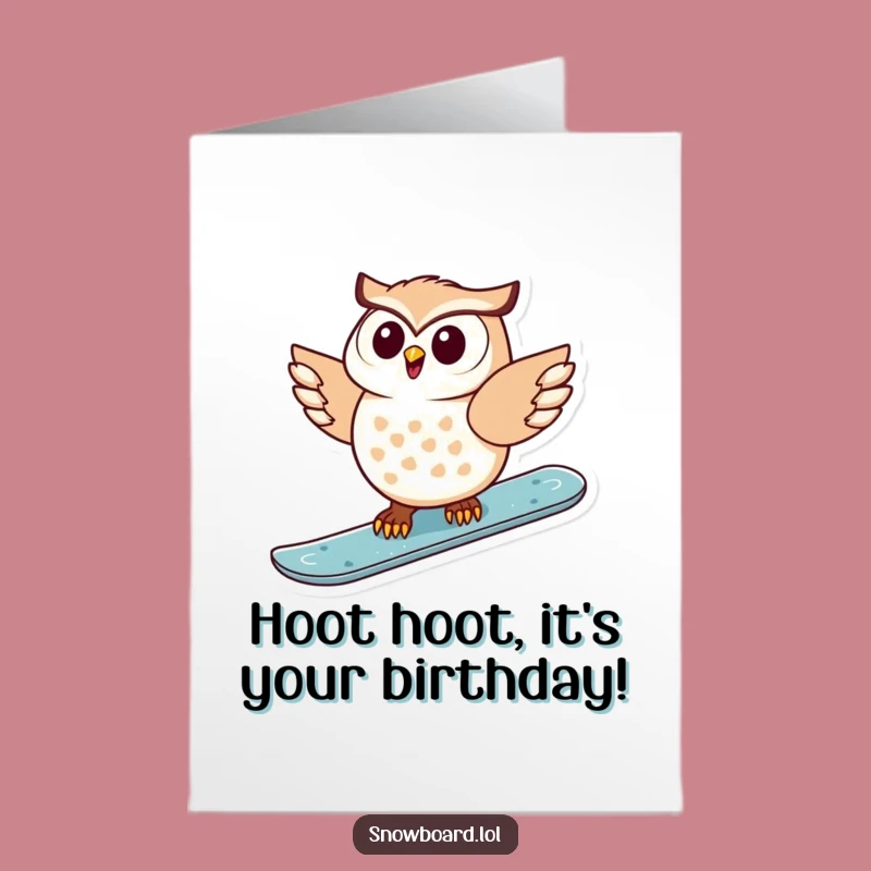 Free Printable Birthday Card: Funny Snowboarding Owl, Downloadable Humor Gift