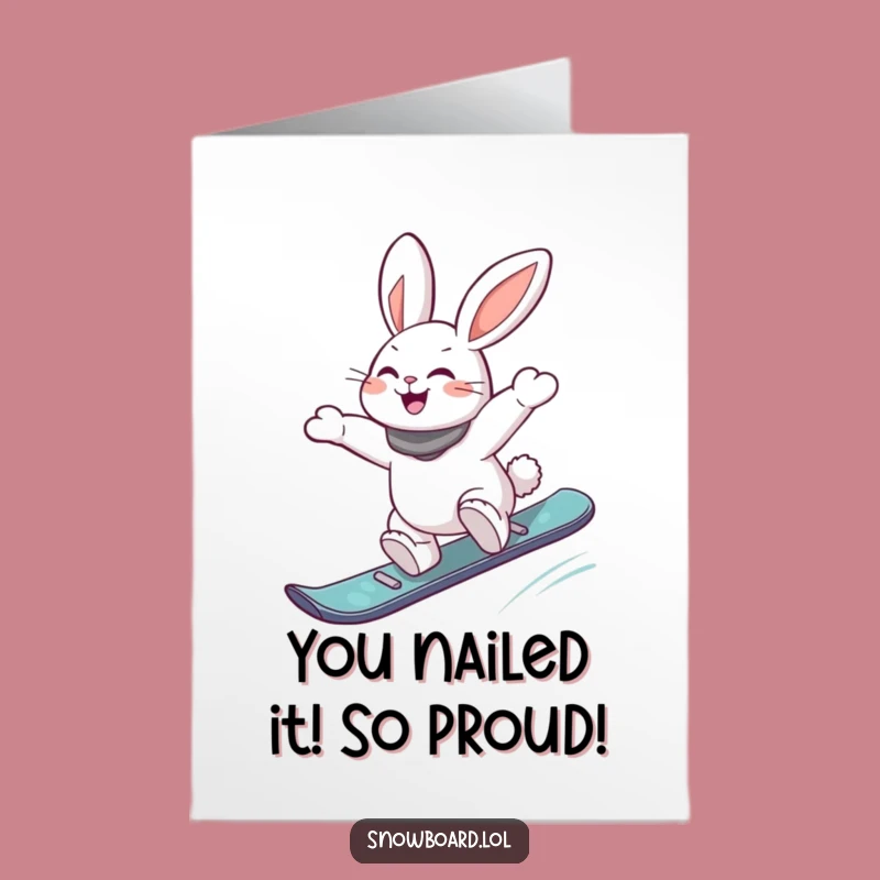 Free Printable Snowboard Rabbit Card: Congrats on Your Epic Win, Funny Downloadable