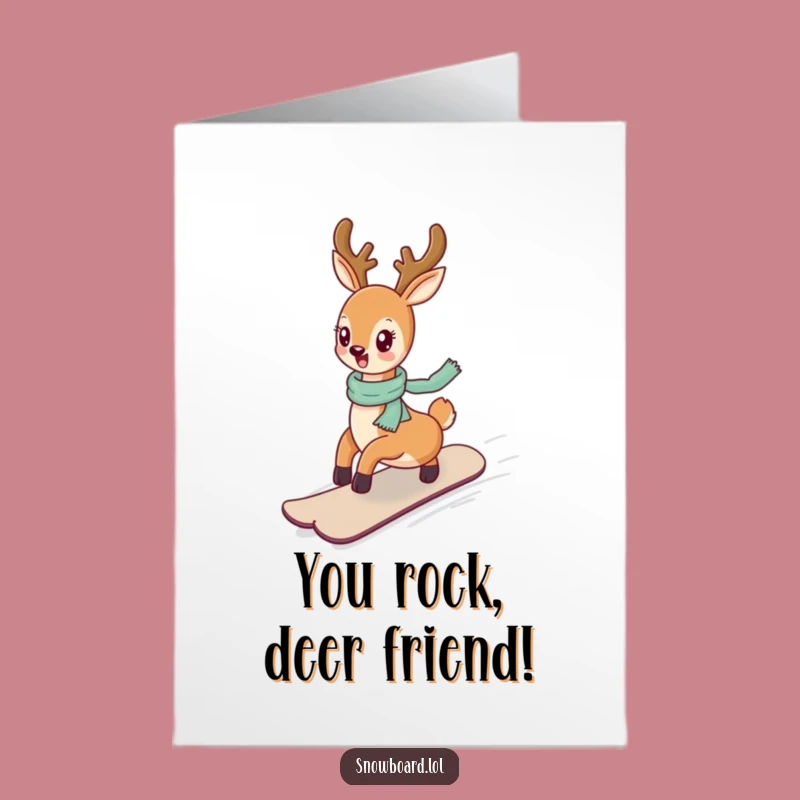 Free Printable Deer Snowboarder Congrats Card: Graceful Ride Downloadable Gift
