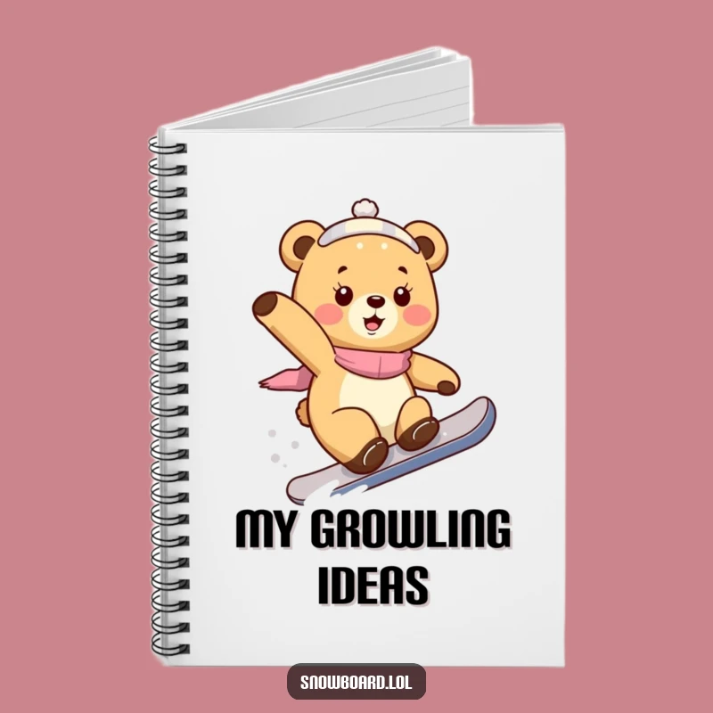 Funny Bear Cub Snowboarding Notebook: Jot Down Tricks & Adventures Gift