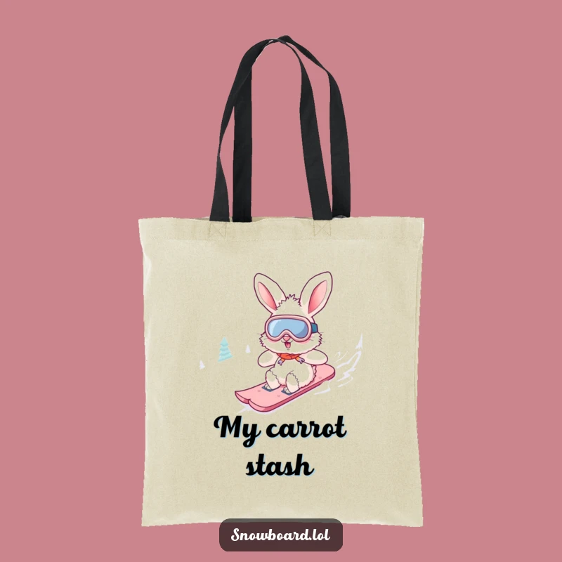 Funny Bunny Snowboard Tote Bag: Fluffy Goggle Bunny Design for a Hilarious Gift!